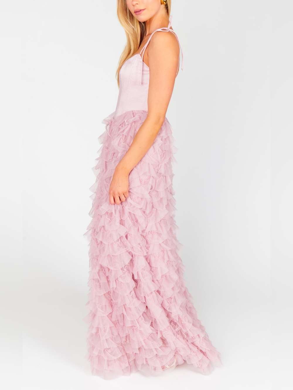 Show Me Your MuMu Francesca Maxi Ballet Slipper Ruffle Tulle Dress S Party Prom - Picture 4 of 10